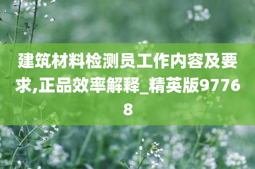 建筑材料检测员工作内容及要求,正品效率解释_精英版97768