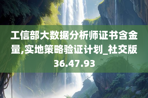 工信部大数据分析师证书含金量,实地策略验证计划_社交版36.47.93