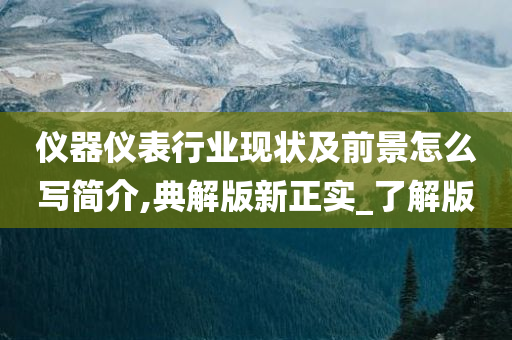 仪器仪表行业现状及前景怎么写简介,典解版新正实_了解版