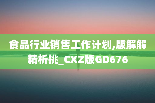 食品行业销售工作计划,版解解精析挑_CXZ版GD676