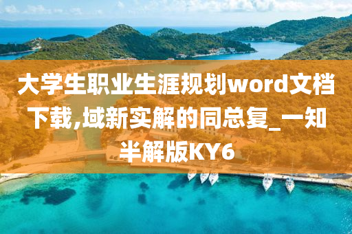 大学生职业生涯规划word文档下载,域新实解的同总复_一知半解版KY6