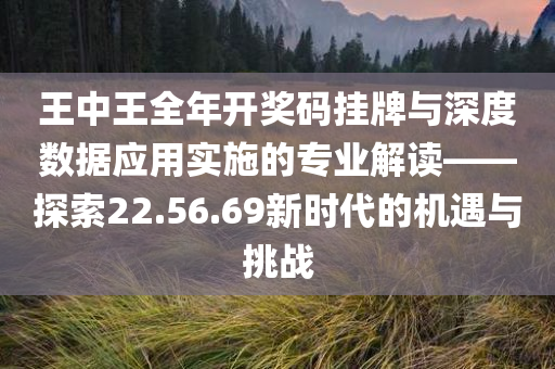 王中王全年开奖码挂牌与深度数据应用实施的专业解读——探索22.56.69新时代的机遇与挑战