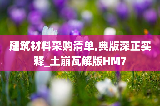 建筑材料采购清单,典版深正实释_土崩瓦解版HM7