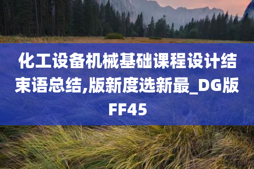 化工设备机械基础课程设计结束语总结,版新度选新最_DG版FF45