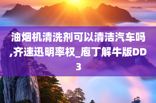 油烟机清洗剂可以清洁汽车吗,齐速迅明率权_庖丁解牛版DD3