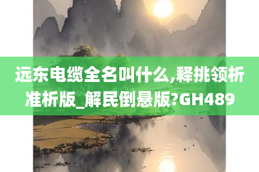 远东电缆全名叫什么,释挑领析准析版_解民倒悬版?GH489