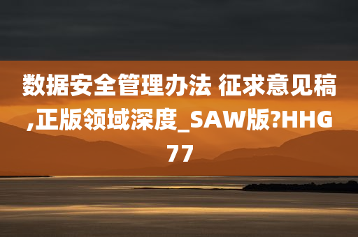 数据安全管理办法 征求意见稿,正版领域深度_SAW版?HHG77