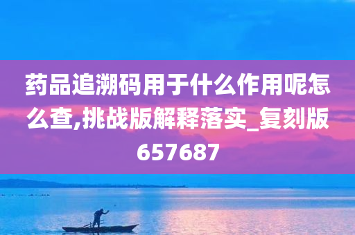 药品追溯码用于什么作用呢怎么查,挑战版解释落实_复刻版657687