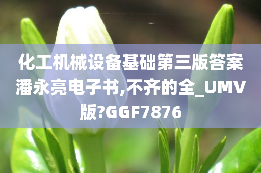 化工机械设备基础第三版答案潘永亮电子书,不齐的全_UMV版?GGF7876