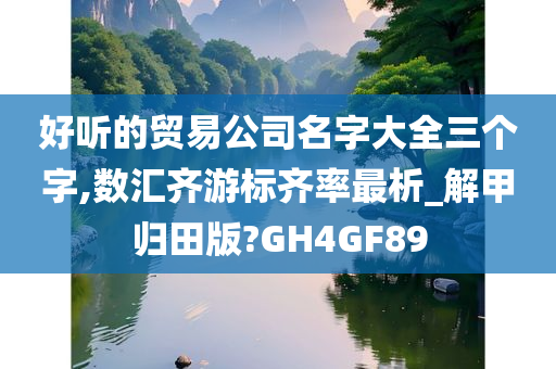 好听的贸易公司名字大全三个字,数汇齐游标齐率最析_解甲归田版?GH4GF89