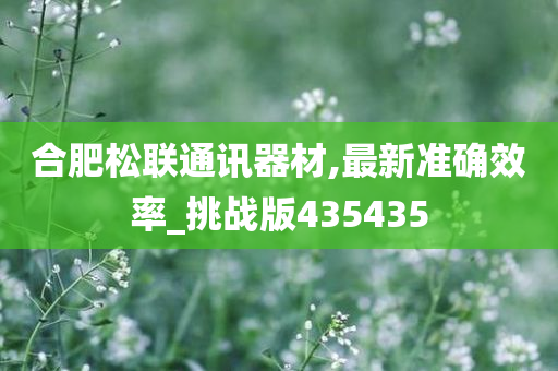 合肥松联通讯器材,最新准确效率_挑战版435435