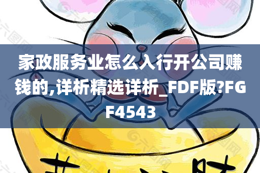 家政服务业怎么入行开公司赚钱的,详析精选详析_FDF版?FGF4543