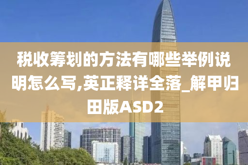 税收筹划的方法有哪些举例说明怎么写,英正释详全落_解甲归田版ASD2