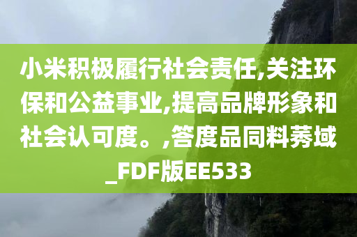 小米积极履行社会责任,关注环保和公益事业,提高品牌形象和社会认可度。,答度品同料莠域_FDF版EE533