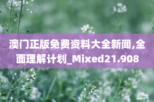 澳门正版免费资料大全新闻,全面理解计划_Mixed21.908