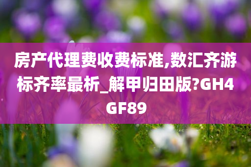 房产代理费收费标准,数汇齐游标齐率最析_解甲归田版?GH4GF89