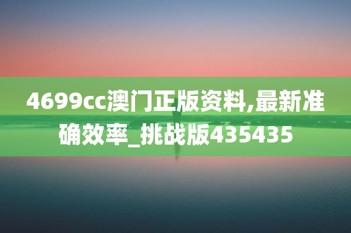 4699cc澳门正版资料,最新准确效率_挑战版435435