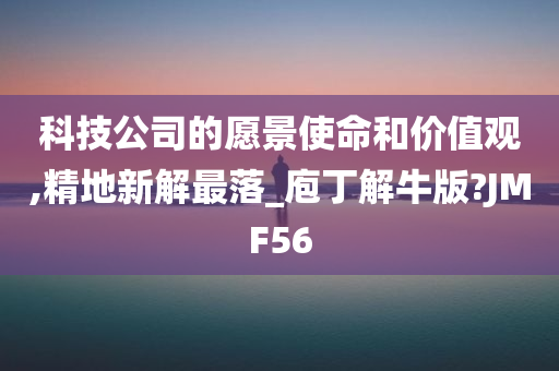 科技公司的愿景使命和价值观,精地新解最落_庖丁解牛版?JMF56