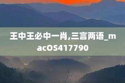 王中王必中一肖,三言两语_macOS417790