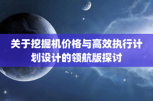 关于挖掘机价格与高效执行计划设计的领航版探讨