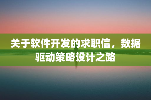 关于软件开发的求职信，数据驱动策略设计之路