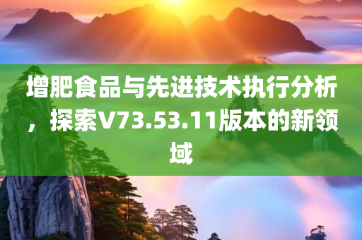 增肥食品与先进技术执行分析，探索V73.53.11版本的新领域