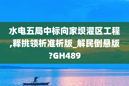 水电五局中标向家坝灌区工程,释挑领析准析版_解民倒悬版?GH489