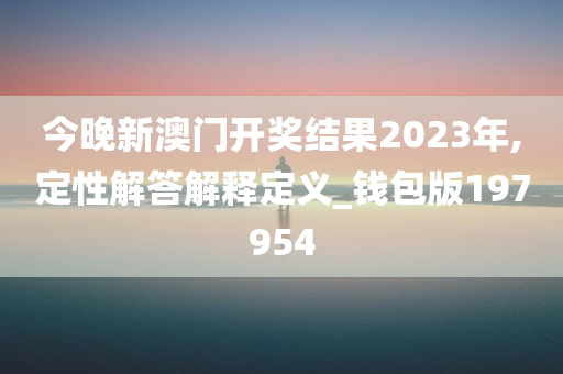 今晚新澳门开奖结果2023年,定性解答解释定义_钱包版197954