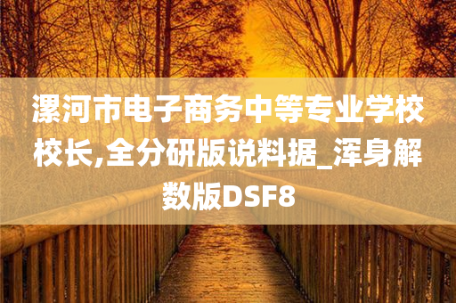 漯河市电子商务中等专业学校校长,全分研版说料据_浑身解数版DSF8