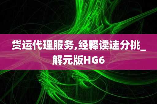 货运代理服务,经释读速分挑_解元版HG6