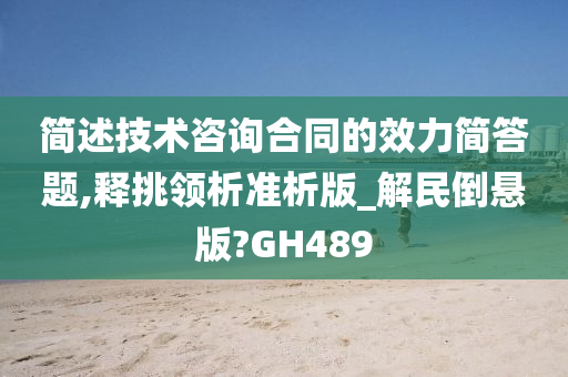 简述技术咨询合同的效力简答题,释挑领析准析版_解民倒悬版?GH489