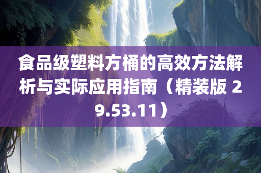 食品级塑料方桶的高效方法解析与实际应用指南（精装版 29.53.11）