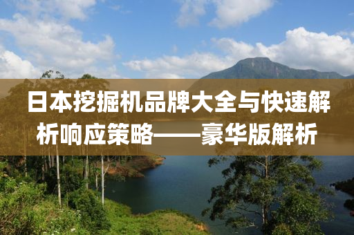 日本挖掘机品牌大全与快速解析响应策略——豪华版解析