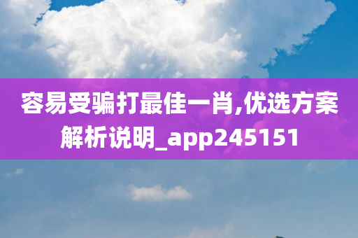 容易受骗打最佳一肖,优选方案解析说明_app245151