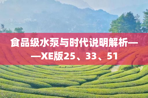 食品级水泵与时代说明解析——XE版25、33、51